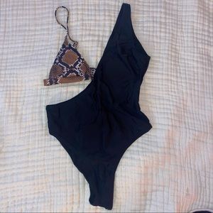 Snakeprint Triangle Bikini swimsuit